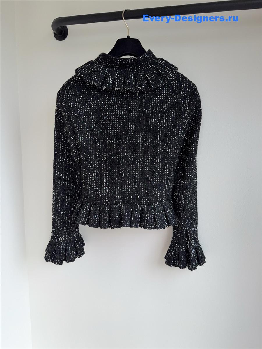 Ch**el tweed coat with sequins ruffles