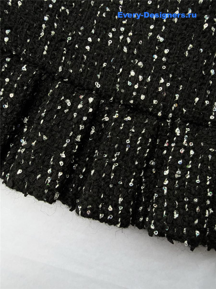 Ch**el tweed skirt with sequins & metal buckle