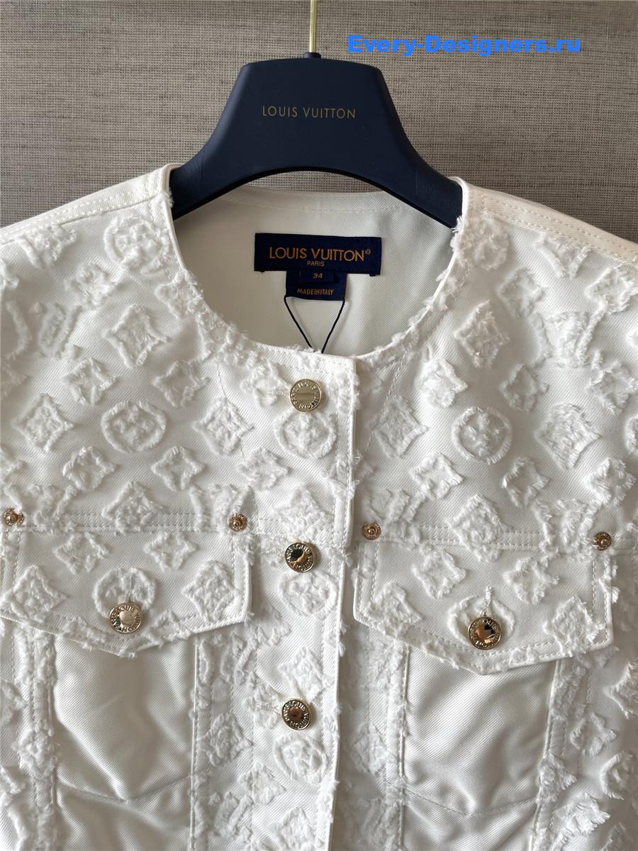 l0vis Vvtt0n sleeveless monogram white denim jacket