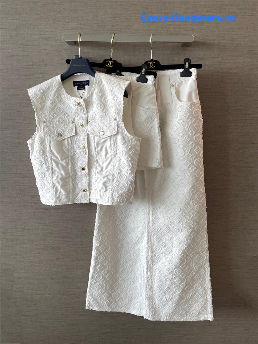 l0vis Vvtt0n sleeveless monogram white denim jacket