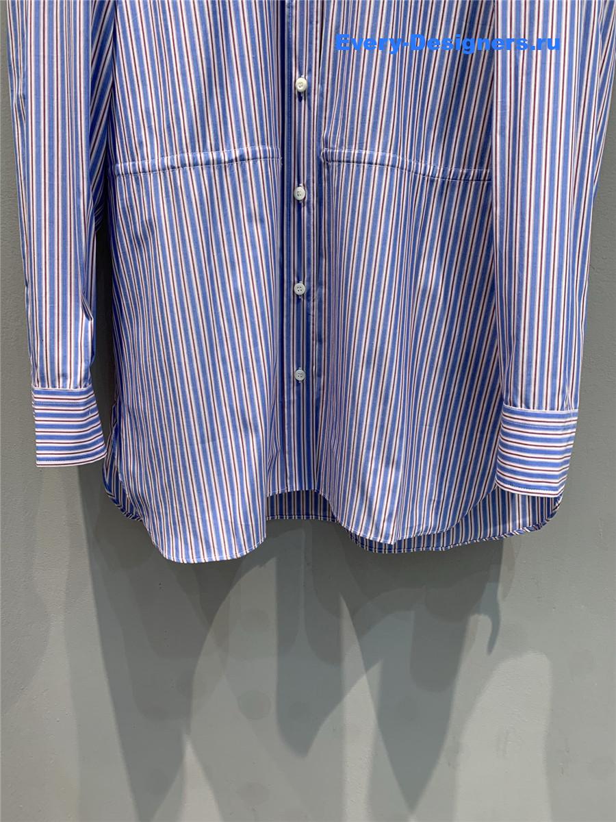 Pra*a logo-embroidered blue striped shirt