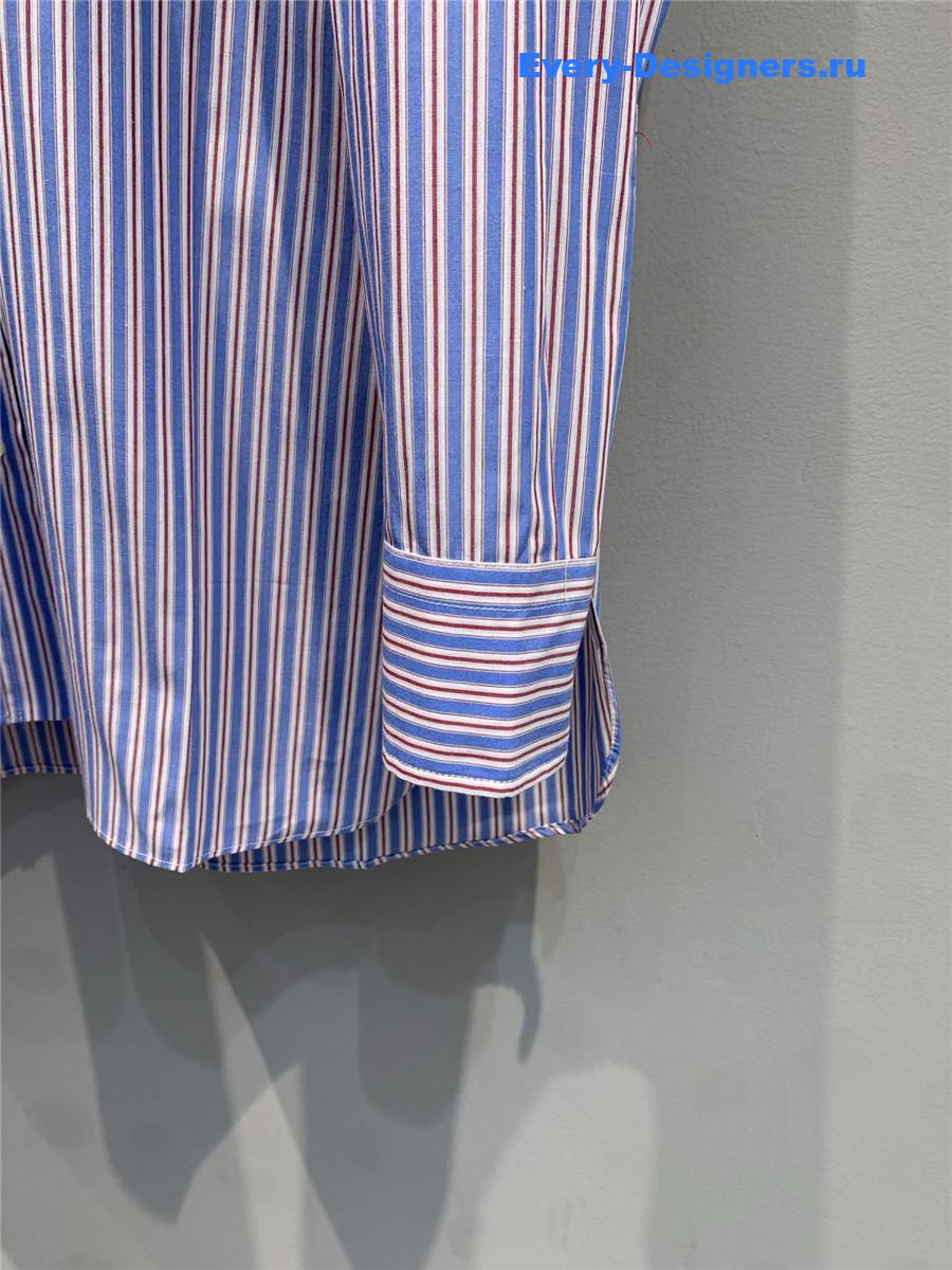 Pra*a logo-embroidered blue striped shirt