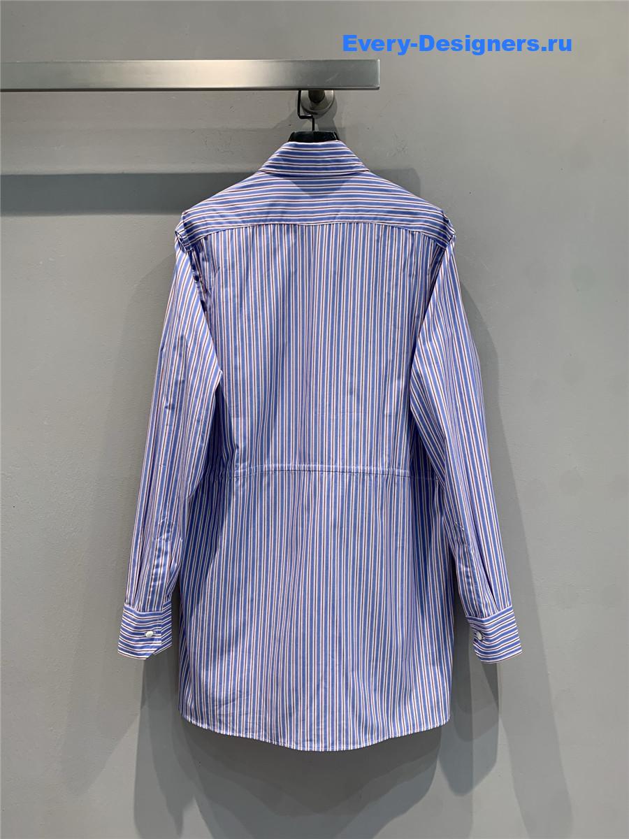 Pra*a logo-embroidered blue striped shirt