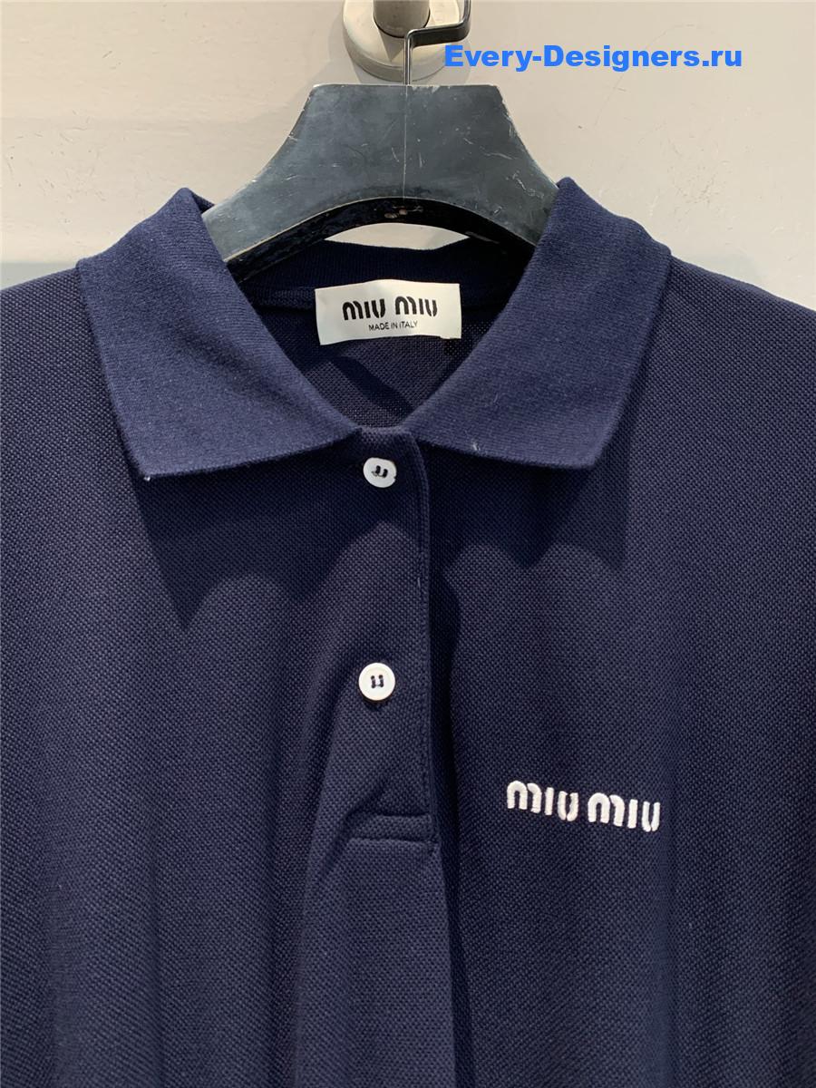Miu Miu Dark Blue Piqué Mini-Dress