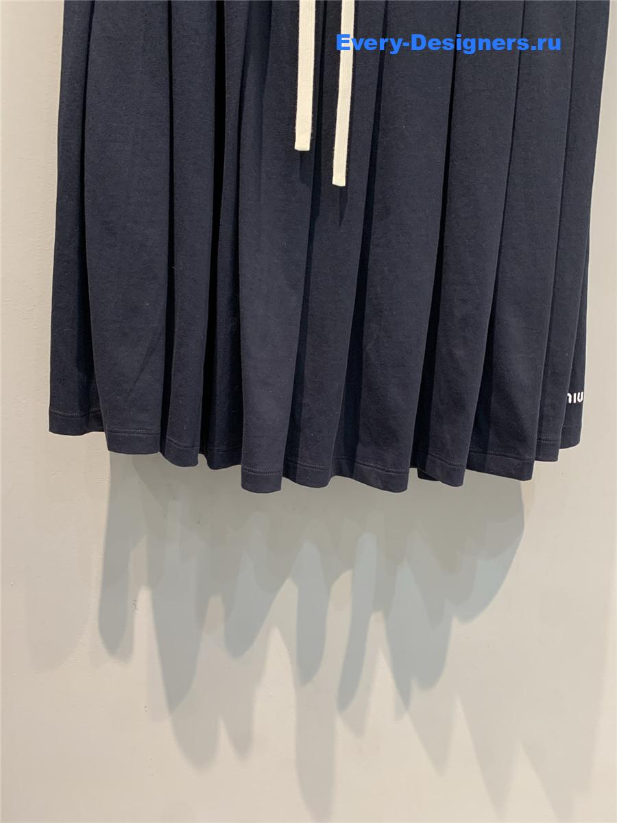 Miu Miu Blue Pleated Midi Skirt