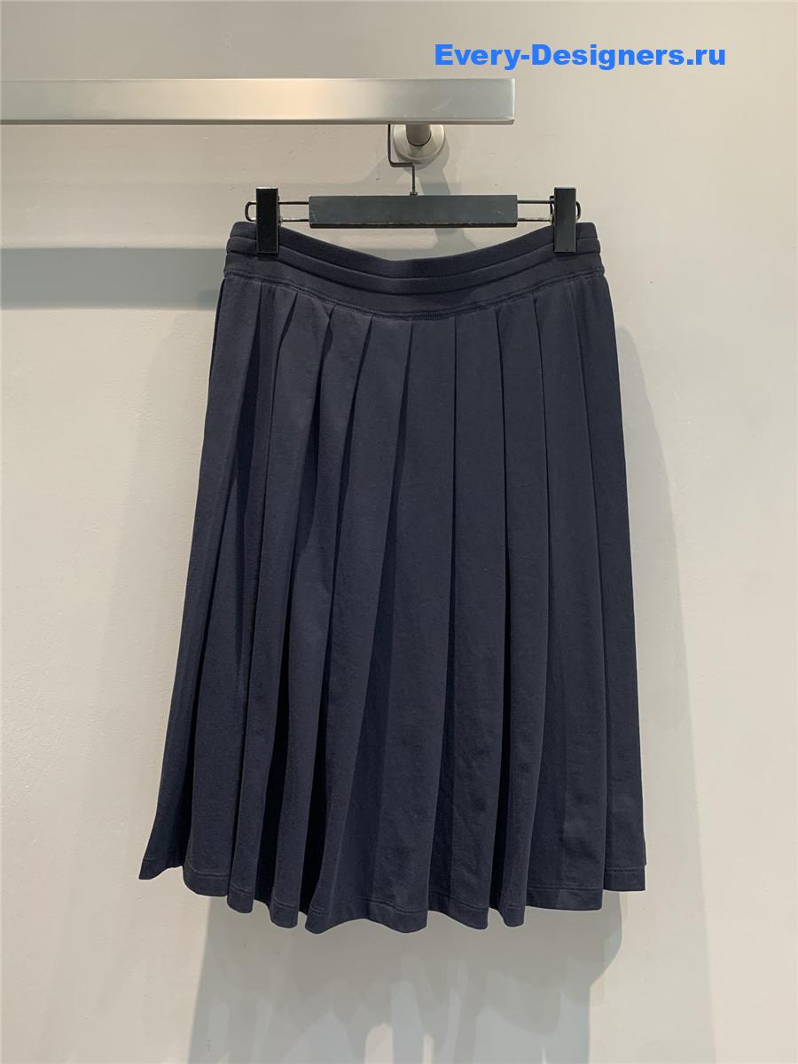 Miu Miu Blue Pleated Midi Skirt