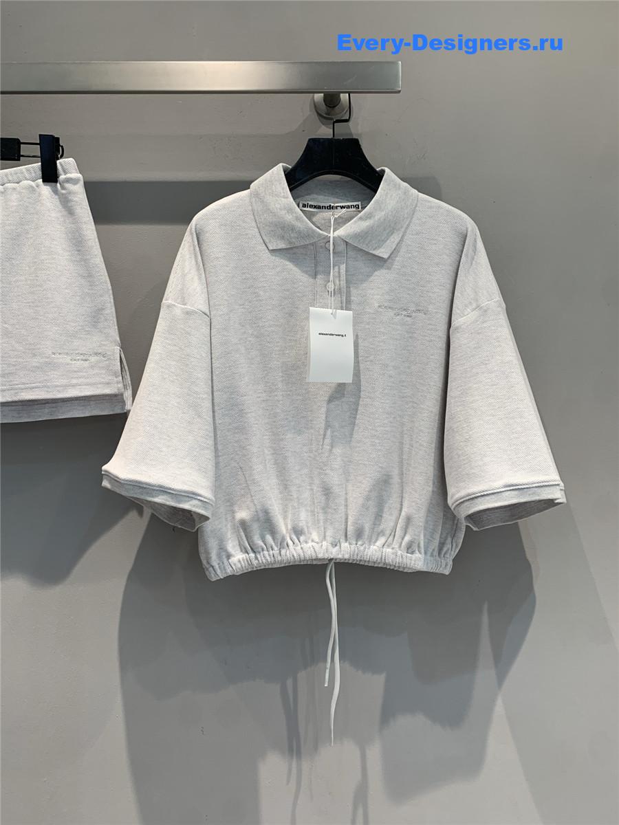 A1exa*der wang light grey striped polo