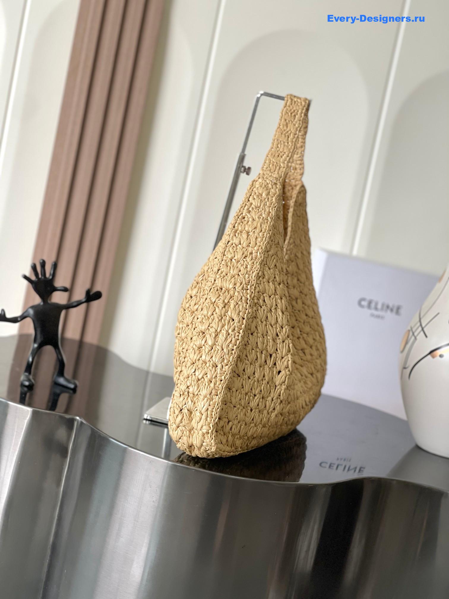 Ce1i*e cabas triangle in raffia and calfskin