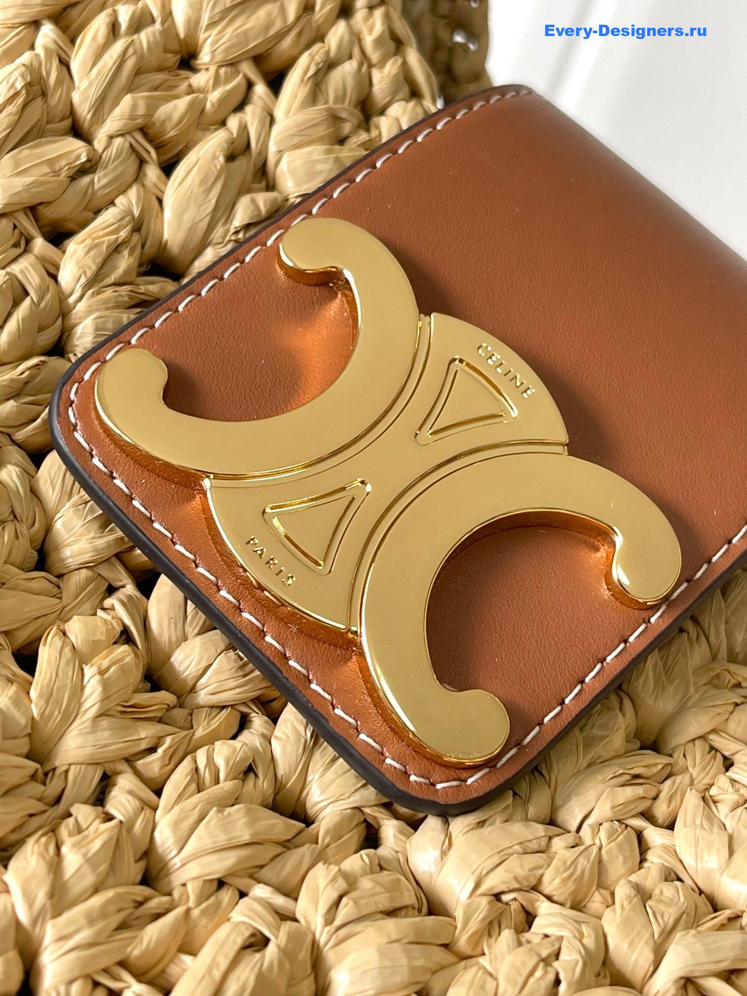 Ce1i*e cabas triangle in raffia and calfskin