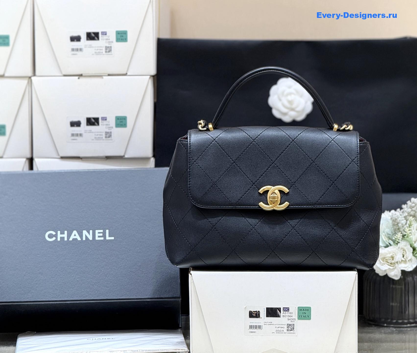 Ch**el calfskin top handle flap