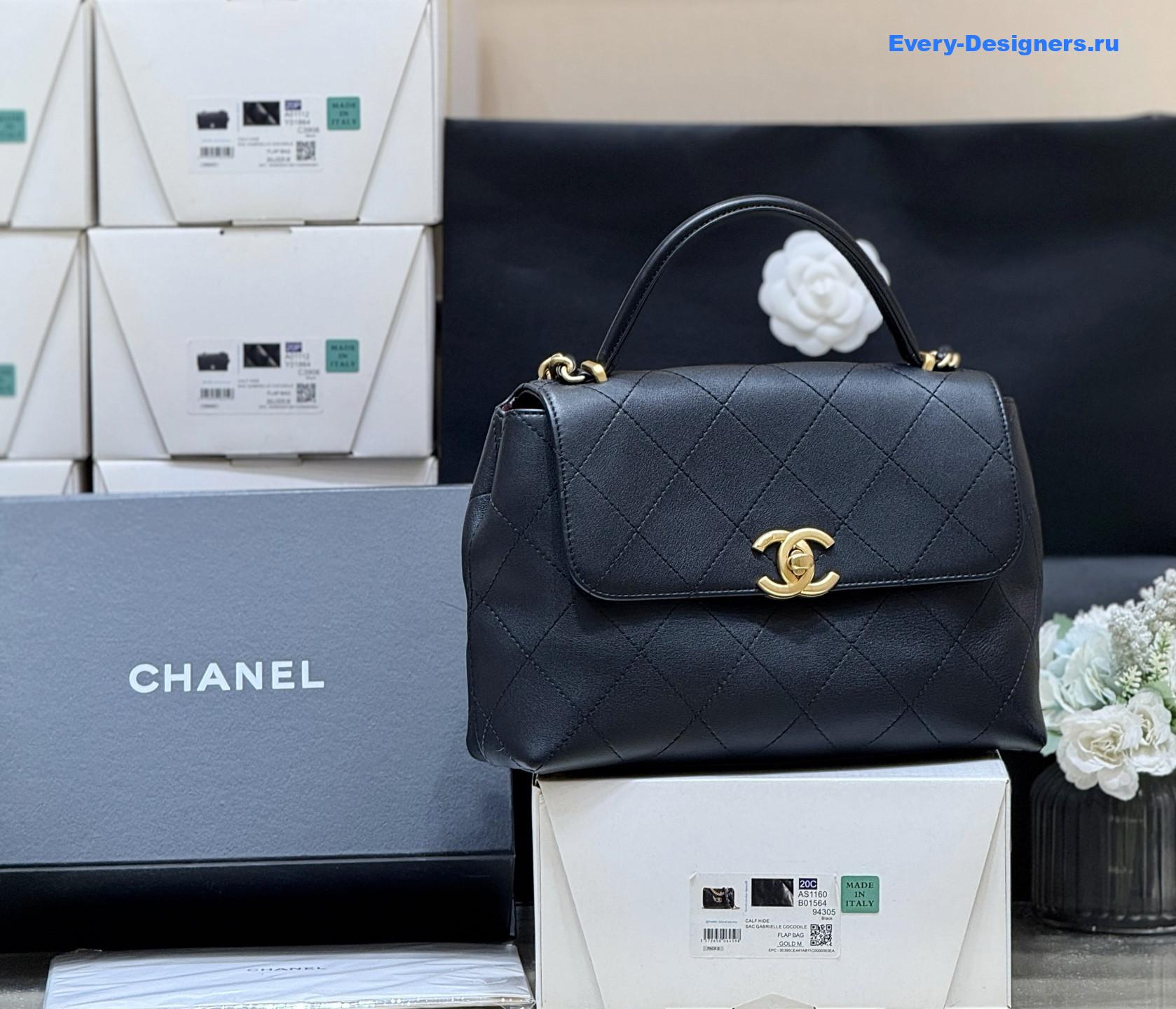 Ch**el calfskin top handle flap