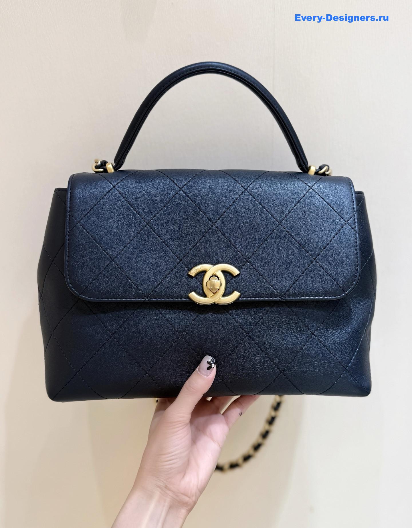 Ch**el calfskin top handle flap