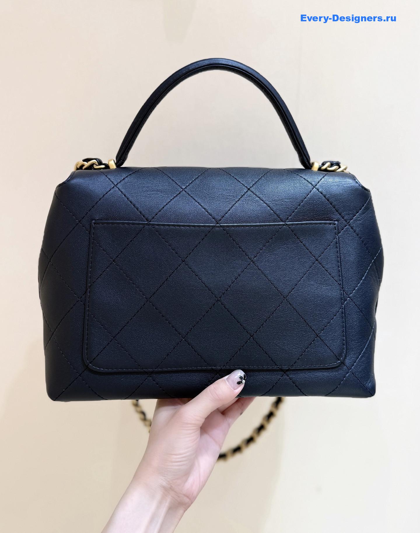 Ch**el calfskin top handle flap