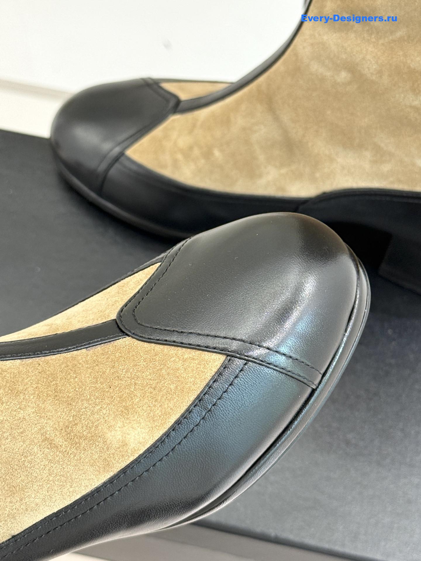 Ch**el beige suede high boots