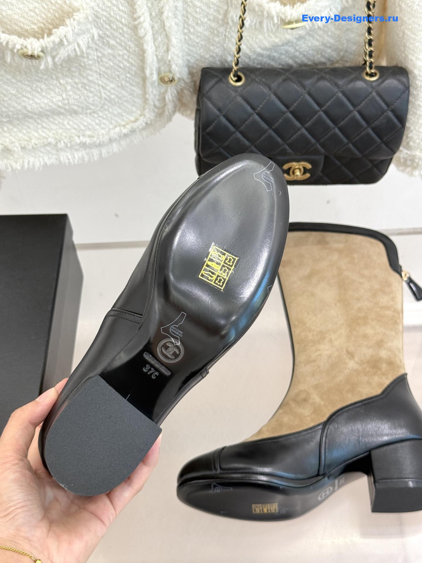 Ch**el beige suede high boots