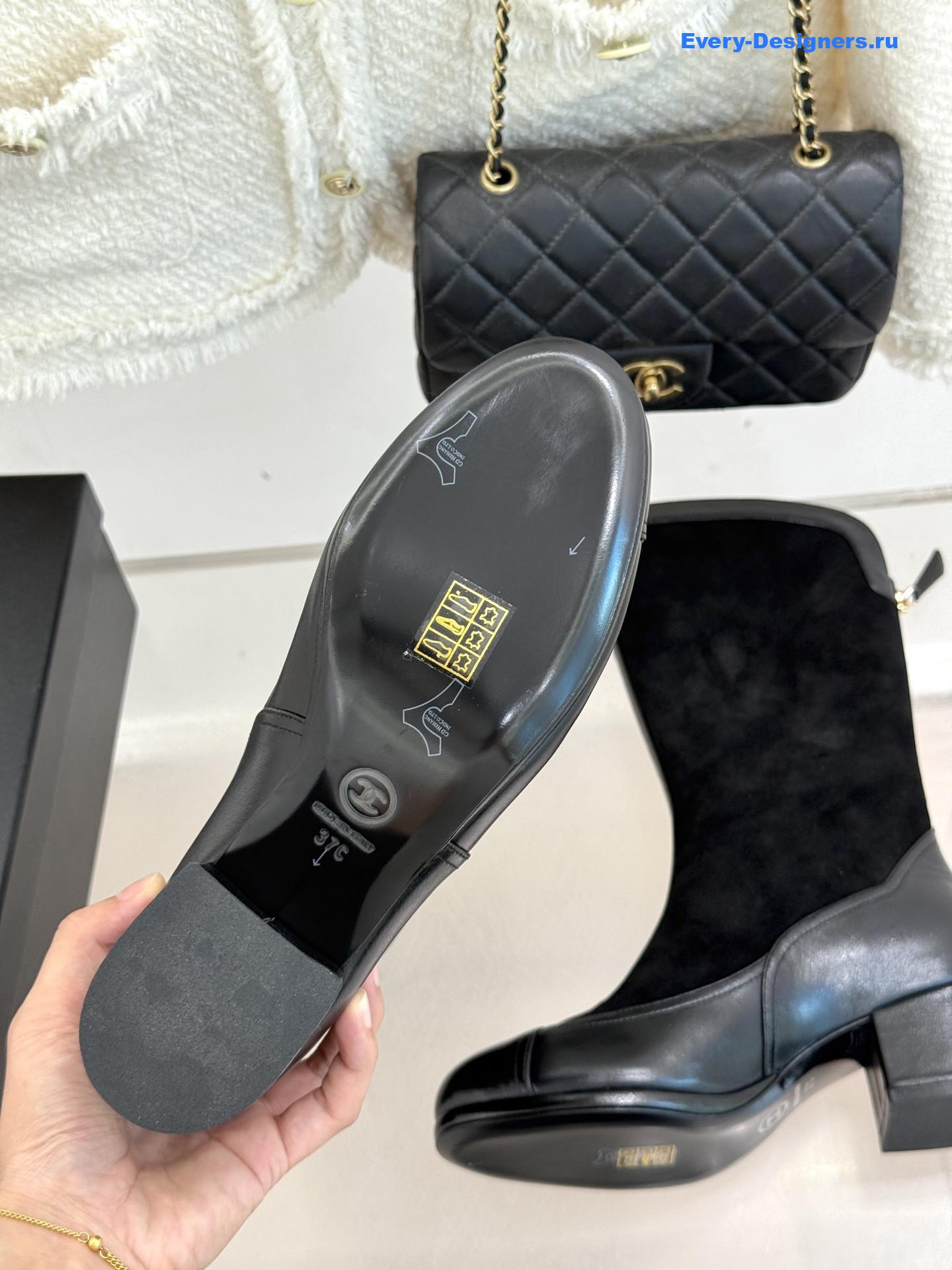 Ch**el black suede high boots