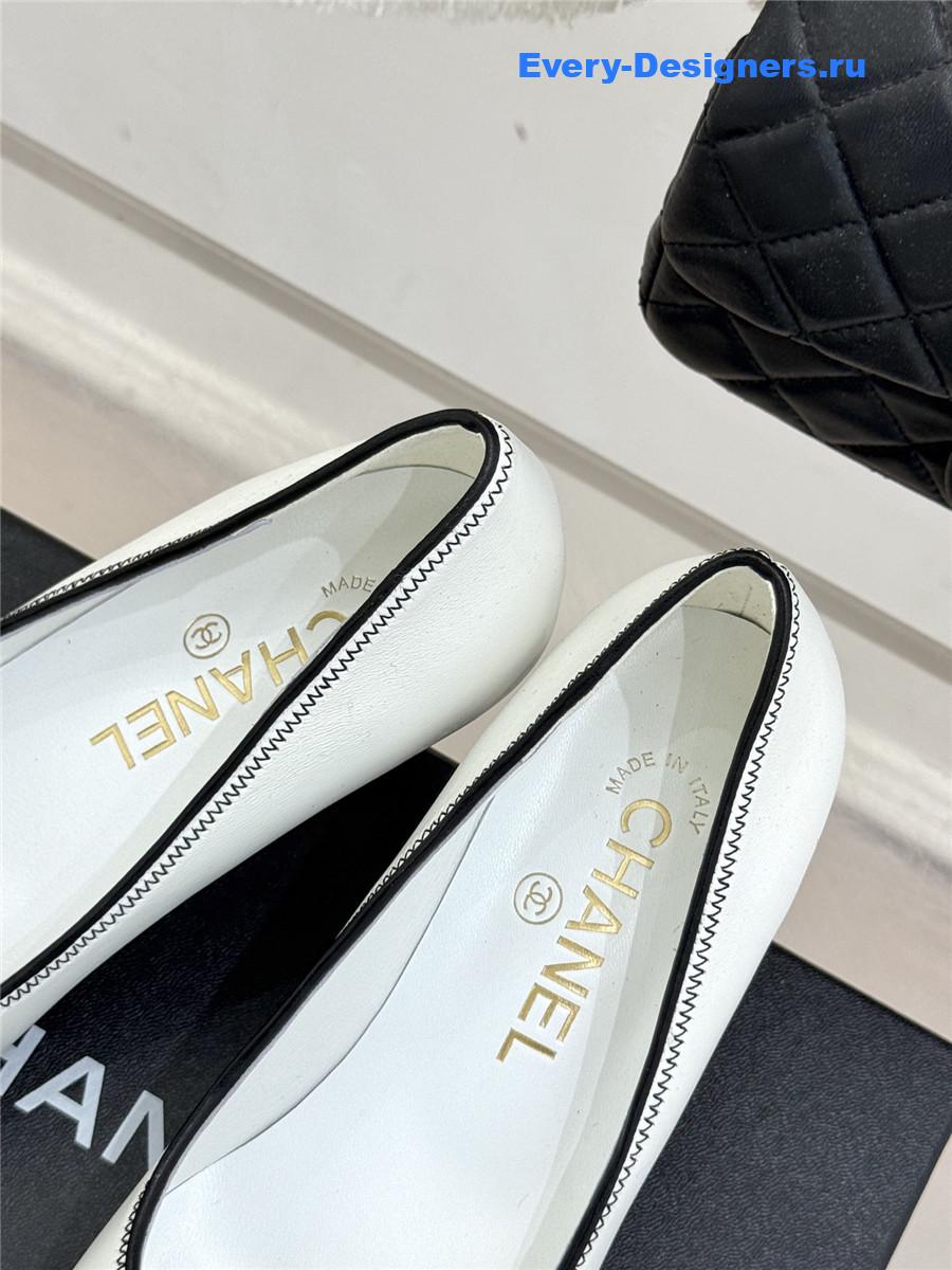 Ch**el white lambskin cc pumps