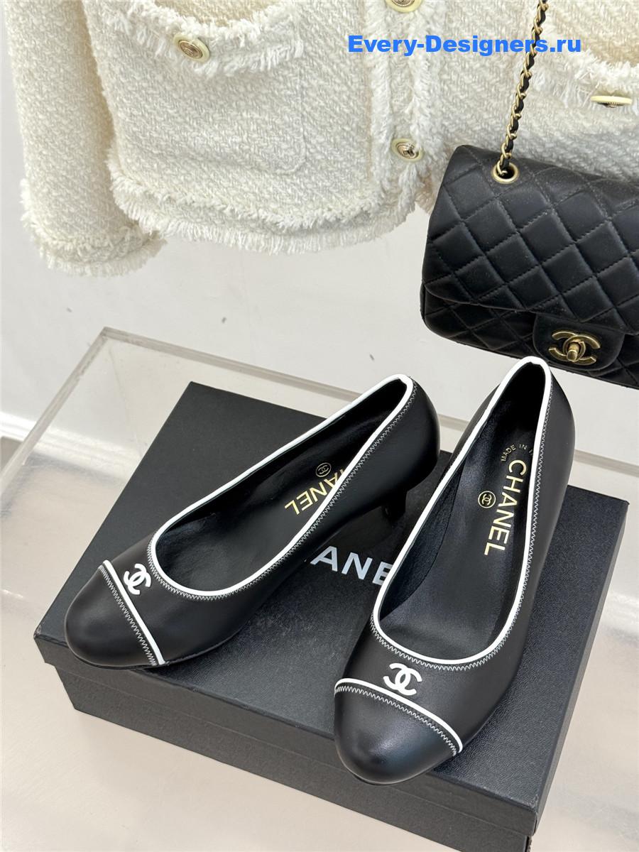 Ch**el black lambskin cc pumps