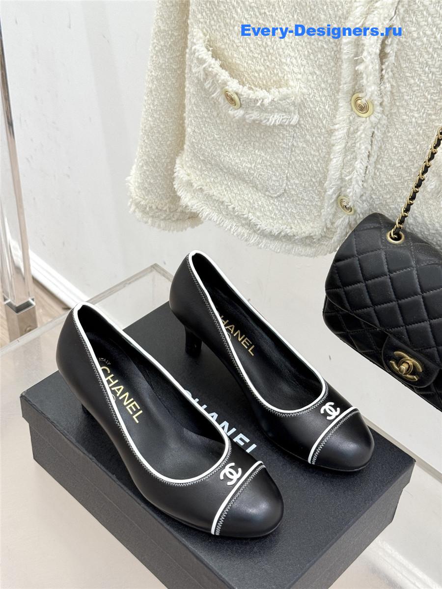 Ch**el black lambskin cc pumps