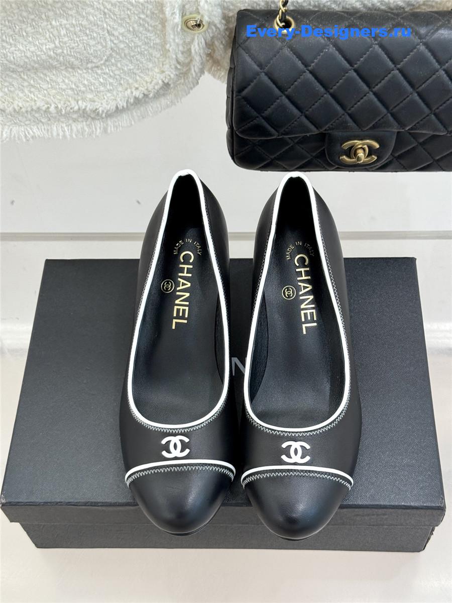 Ch**el black lambskin cc pumps