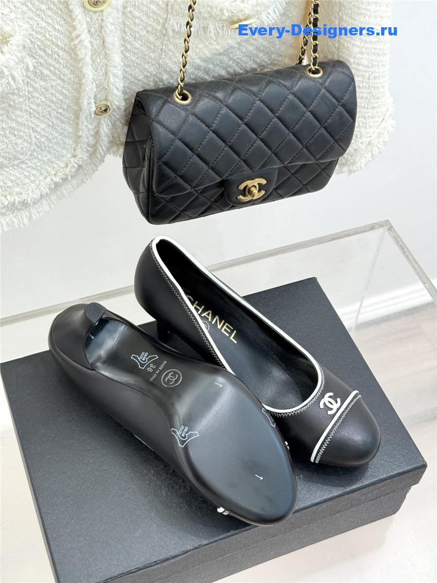 Ch**el black lambskin cc pumps