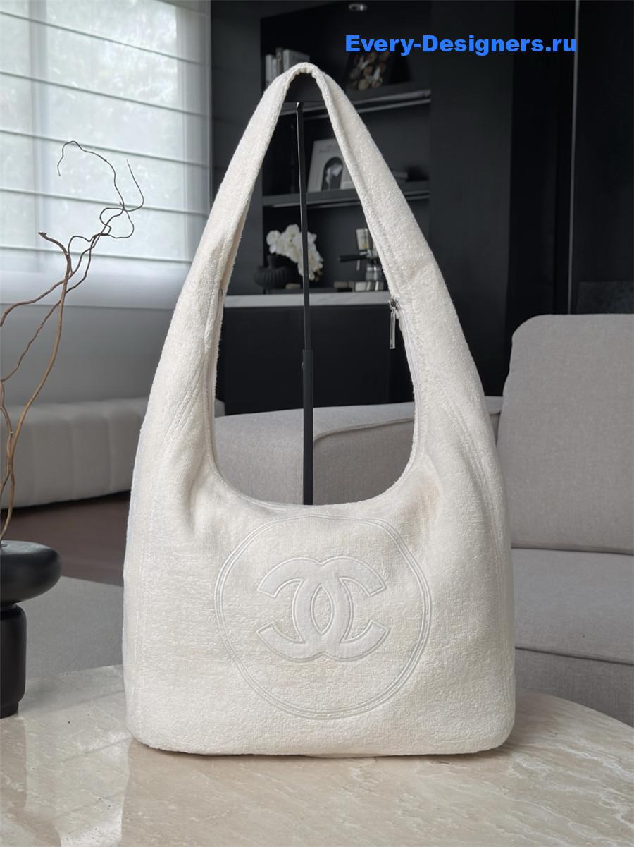 Ch**el white denim hobo bag
