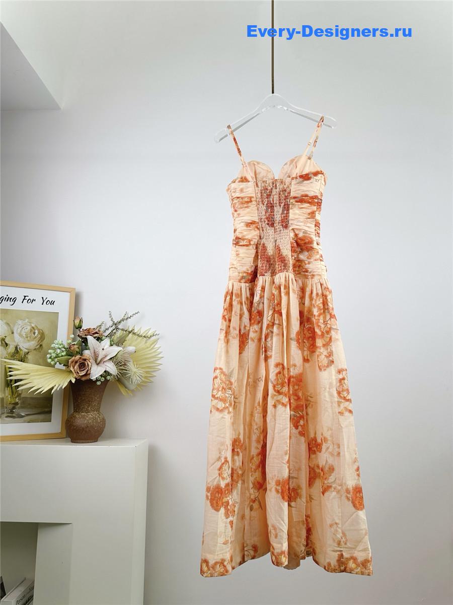 Zimme Strapless Floral Midi Dress