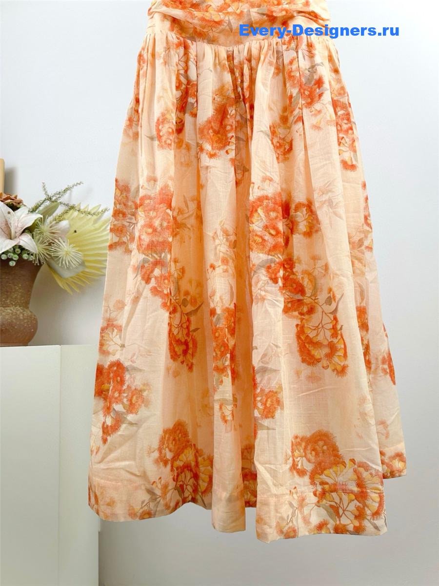 Zimme Strapless Floral Midi Dress