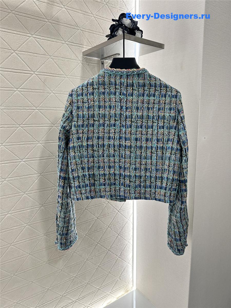 Ch**el turquoise tweed coat