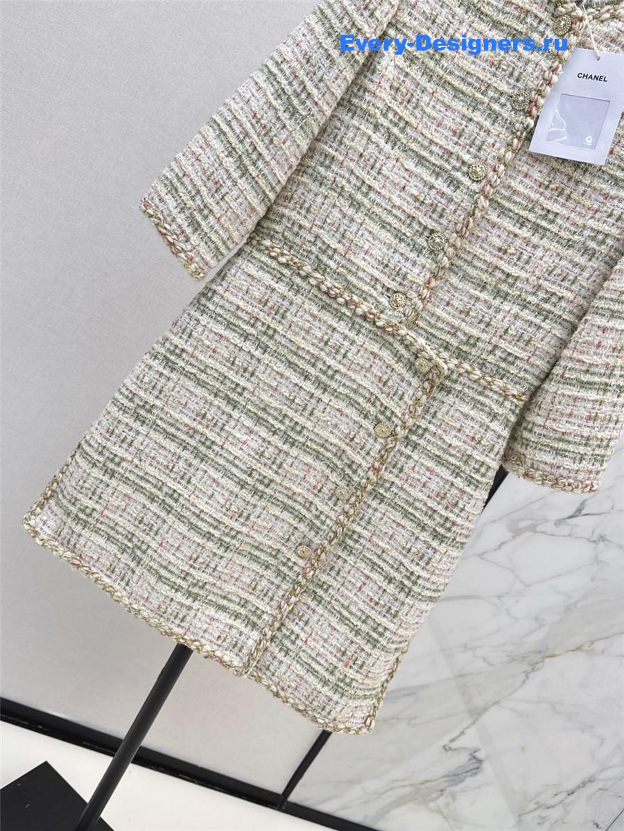 Ch**el woven tweed stand collar dress