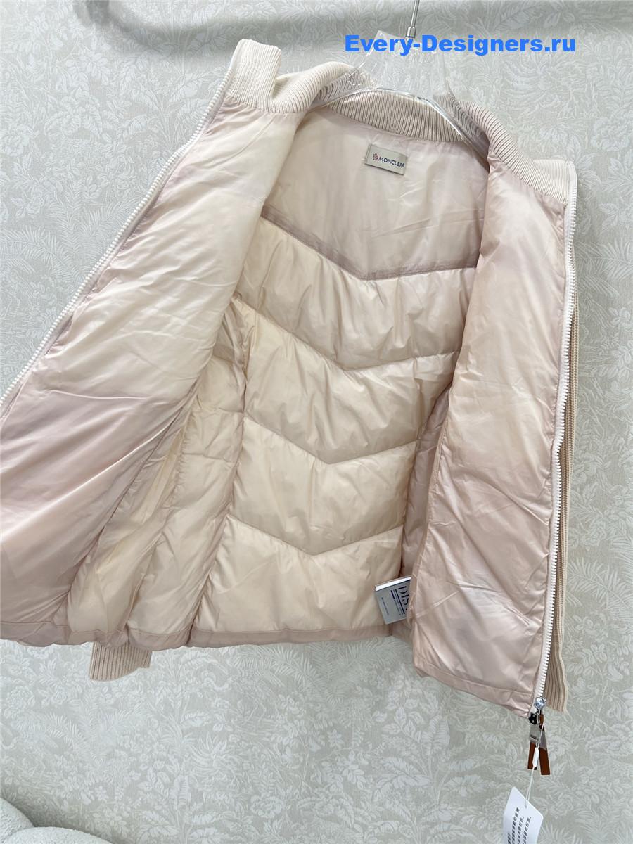 Moncler Pink Ribbed-Panel Jacket