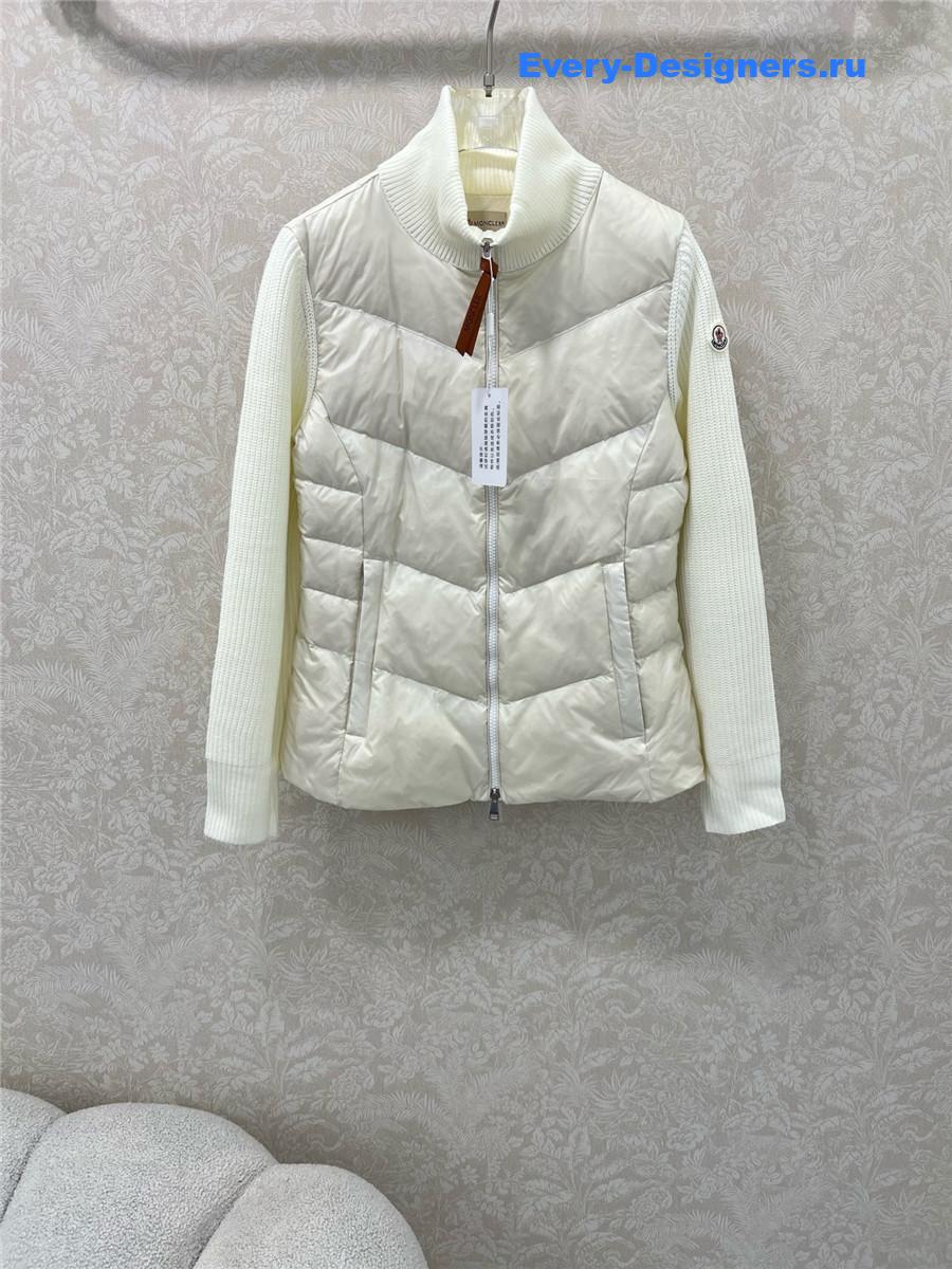 Moncler White Ribbed-Panel Jacket