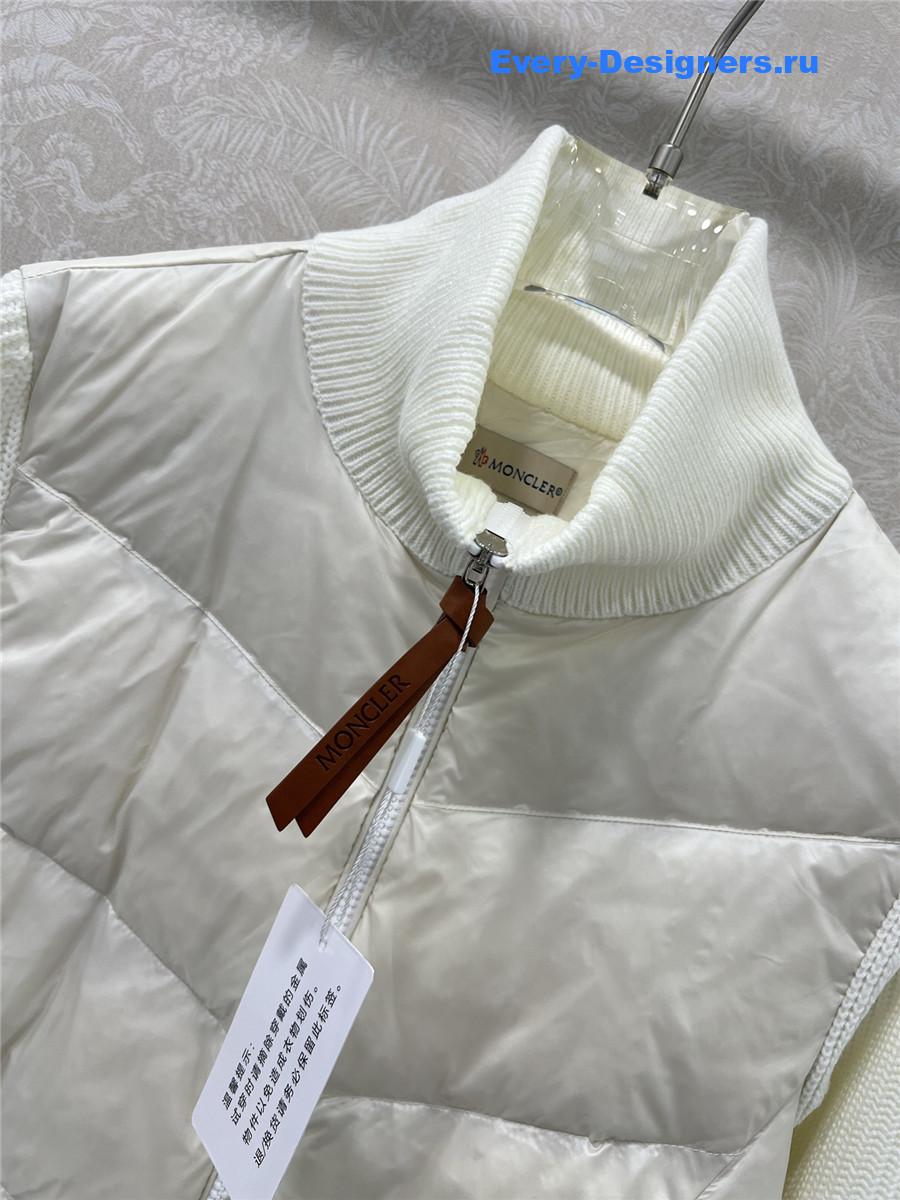 Moncler White Ribbed-Panel Jacket