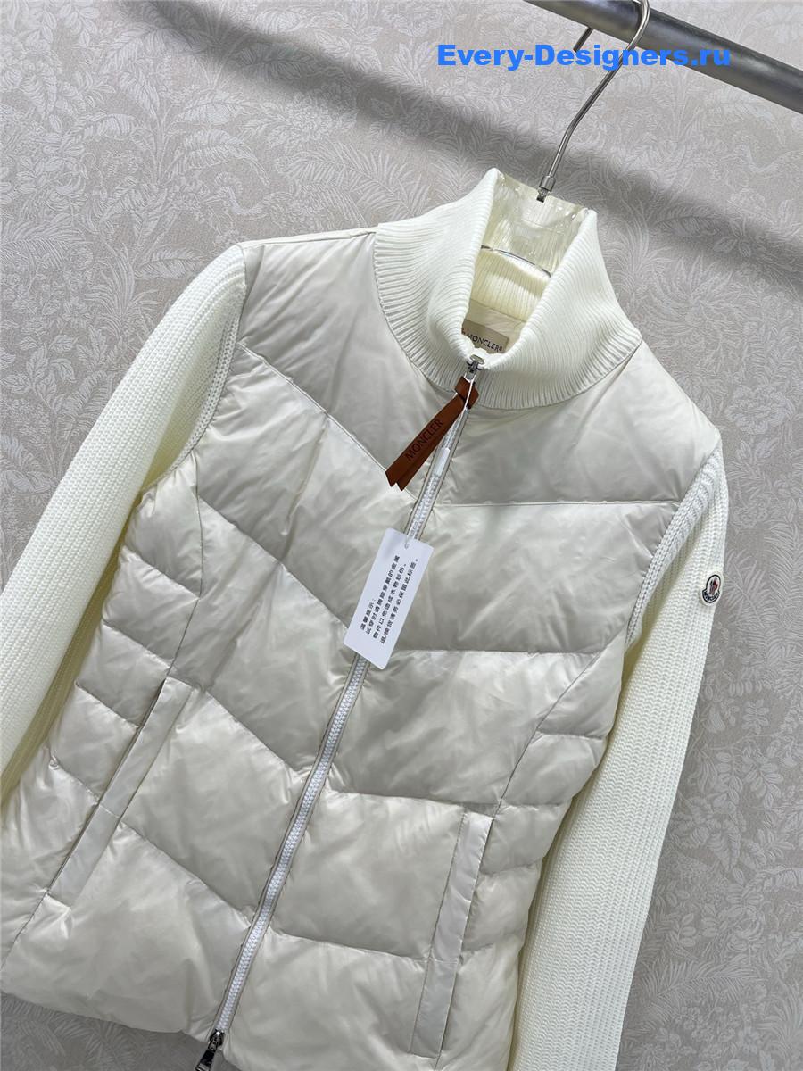 Moncler White Ribbed-Panel Jacket