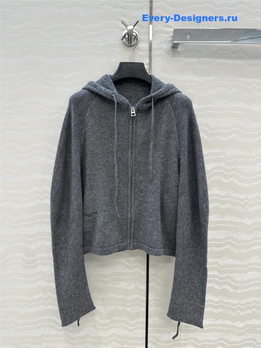 D10r gray hooded zipped cardigan