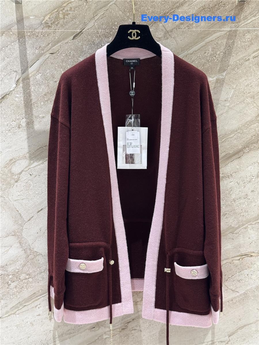Ch**el burgundy cashmere cardigan