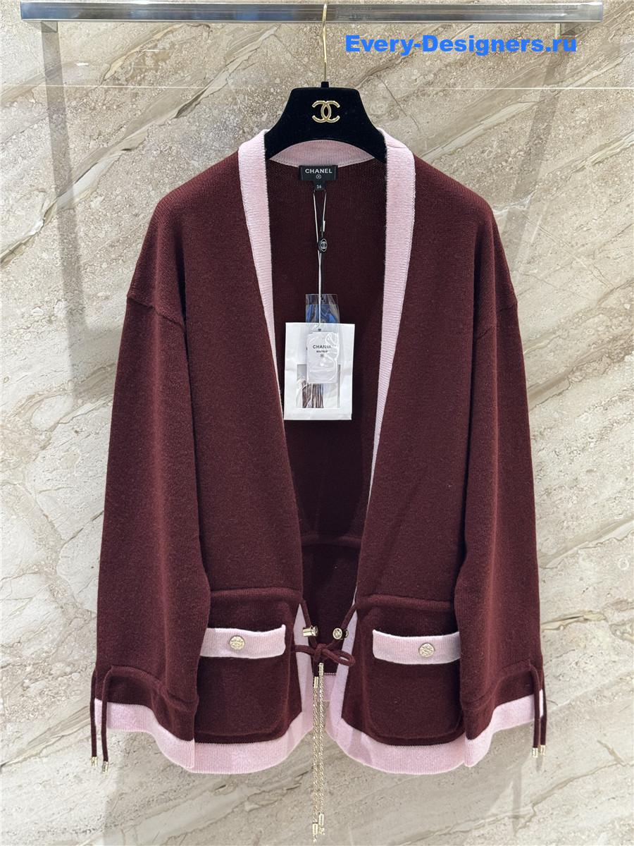 Ch**el burgundy cashmere cardigan