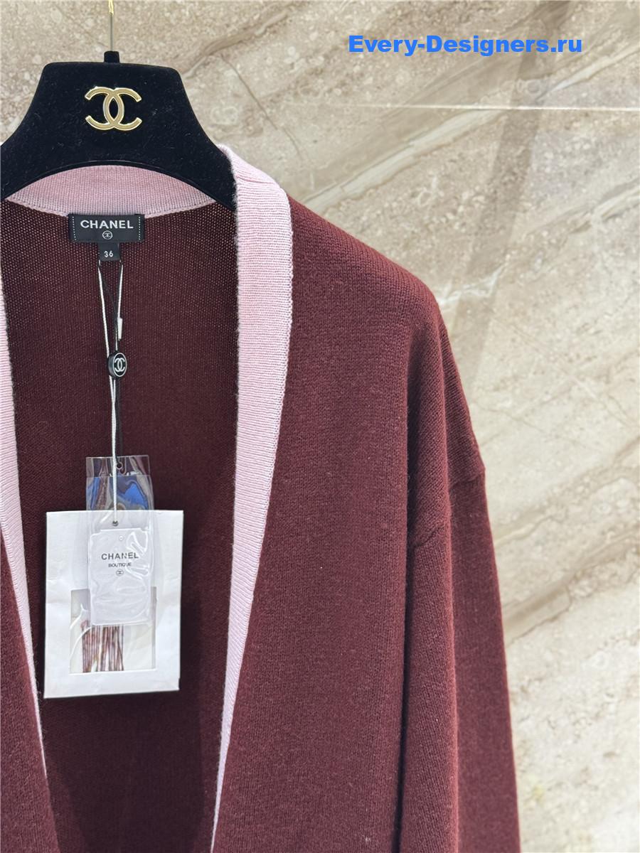 Ch**el burgundy cashmere cardigan