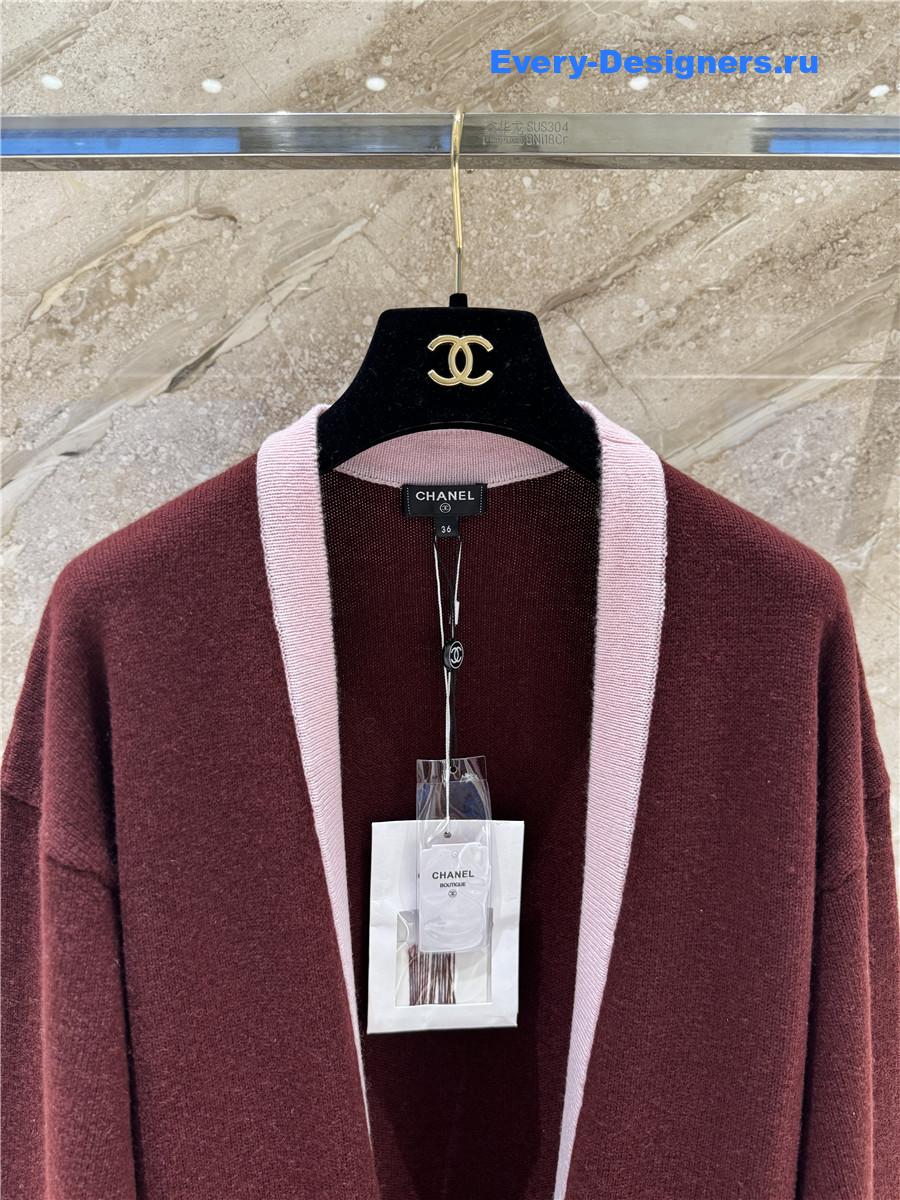 Ch**el burgundy cashmere cardigan