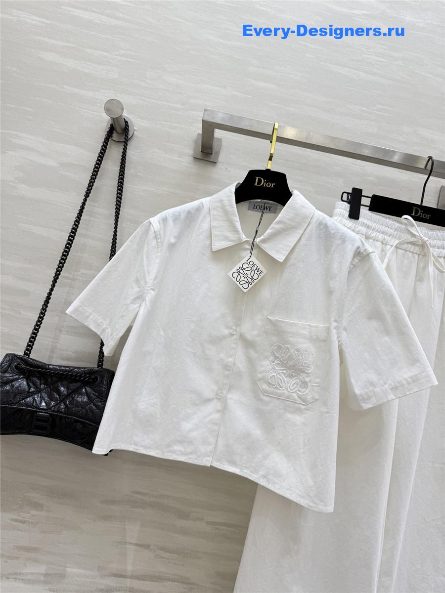 L0ew* white denim suit set