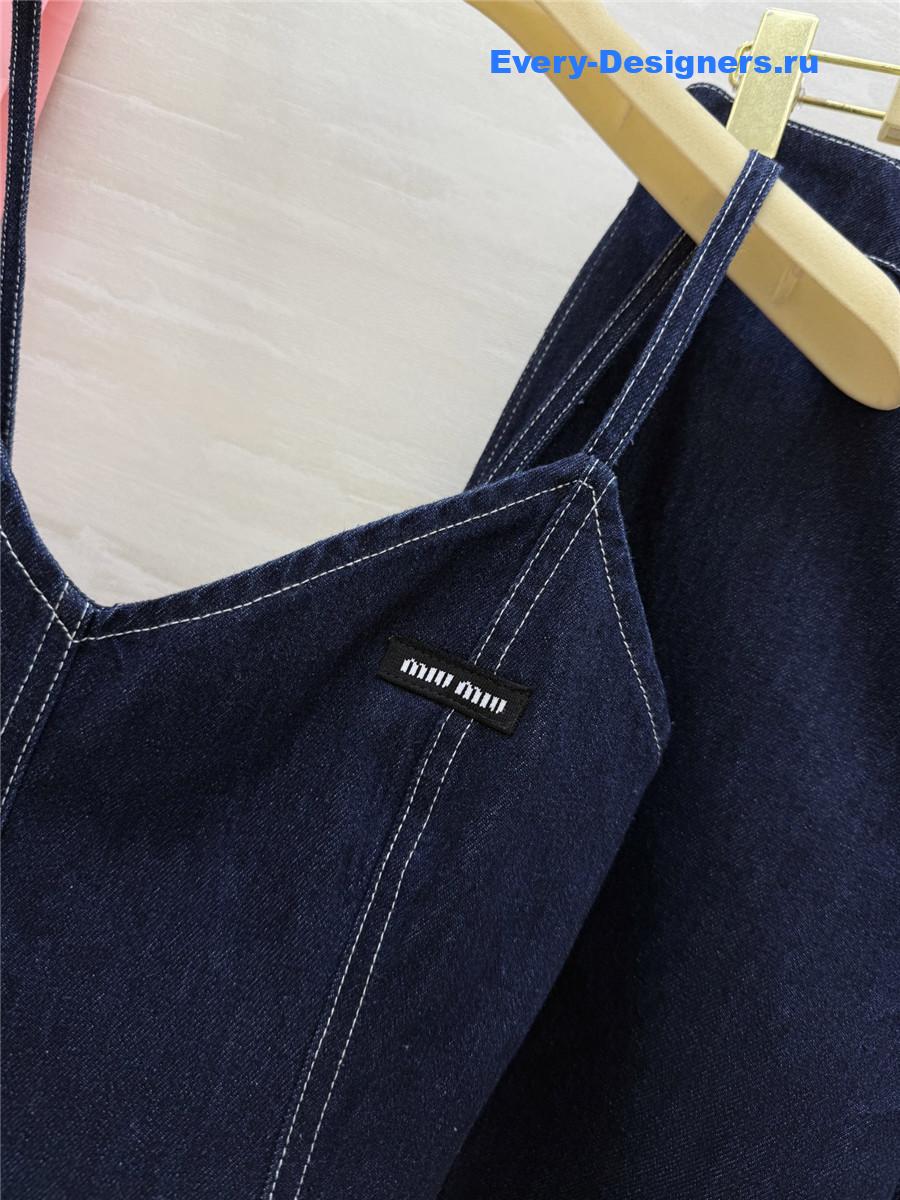 Miu Miu Denim Suspenders Jeans Set