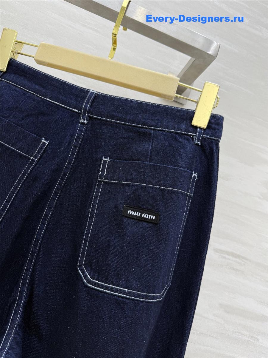 Miu Miu Denim Suspenders Jeans Set