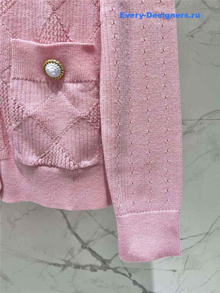 Balmain Pink Emblème Cardigan