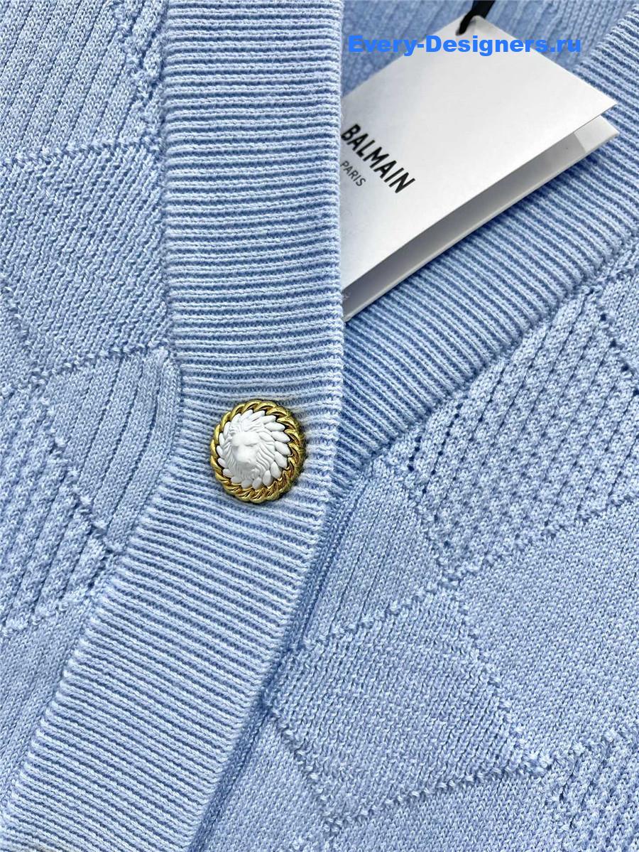 Balmain Blue Emblème Cardigan