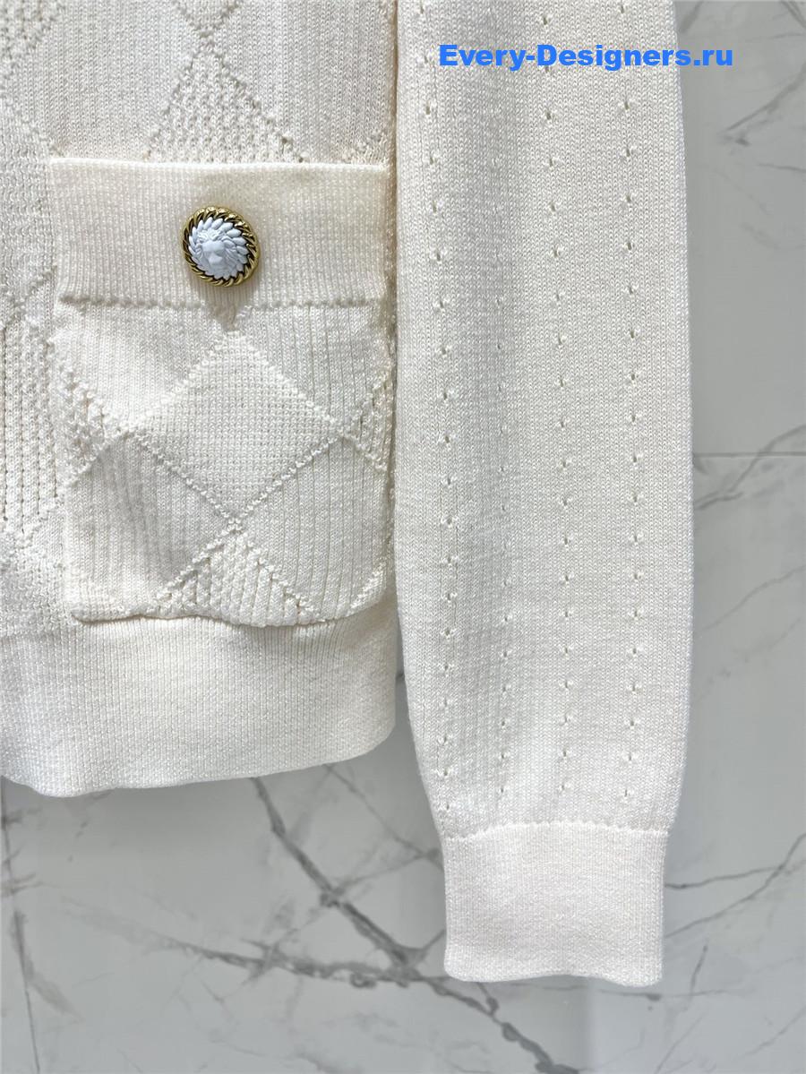 Balmain White Emblème Cardigan