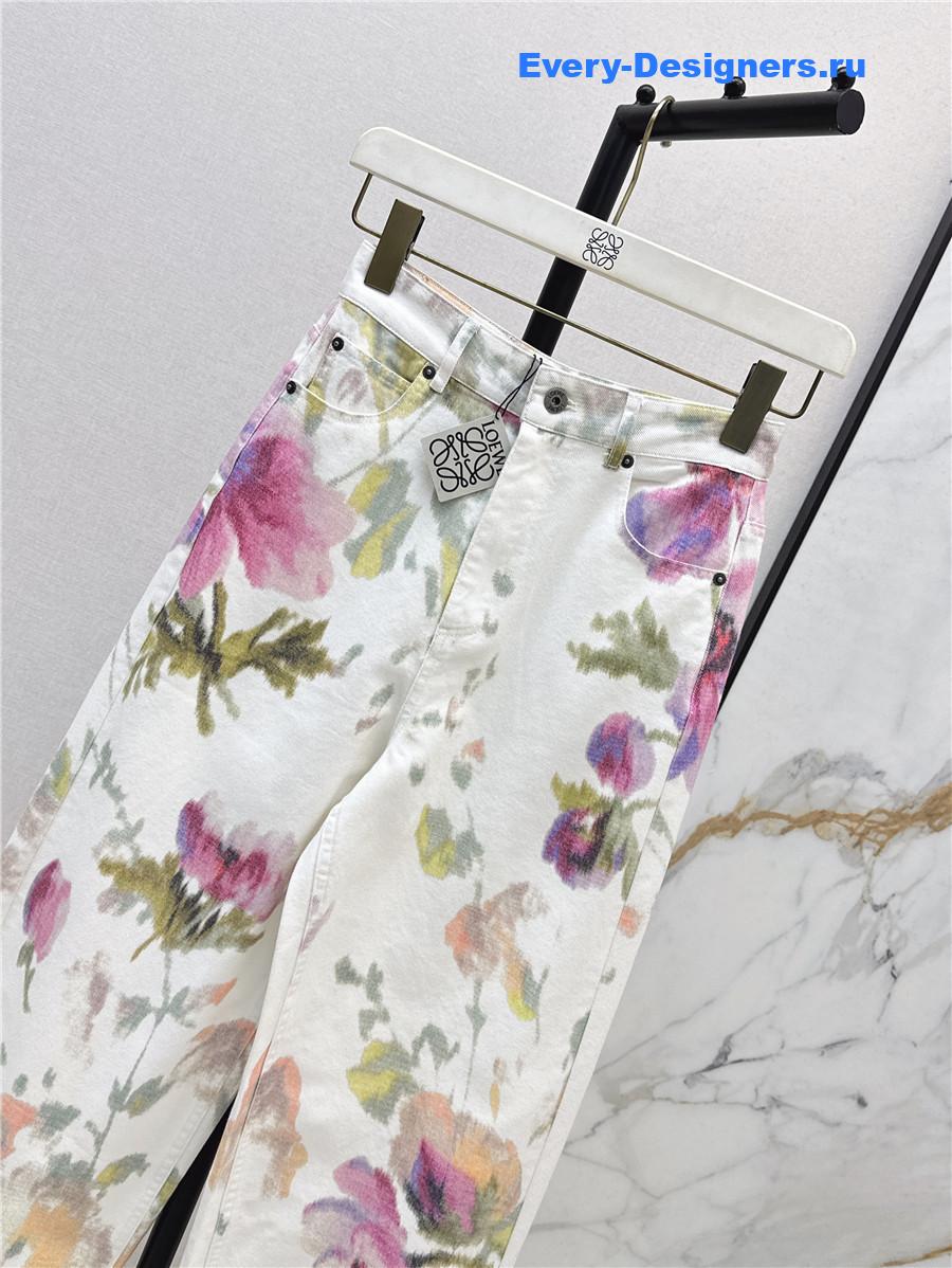 L0ew* floral-print wide-leg jeans