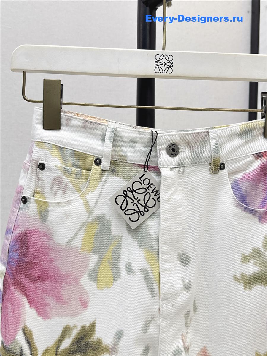 L0ew* floral-print wide-leg jeans