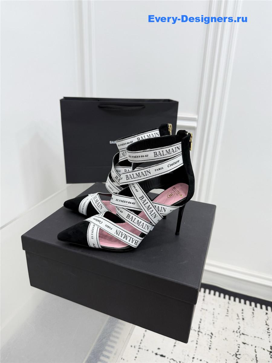 Balmain White Ribbon Pumps
