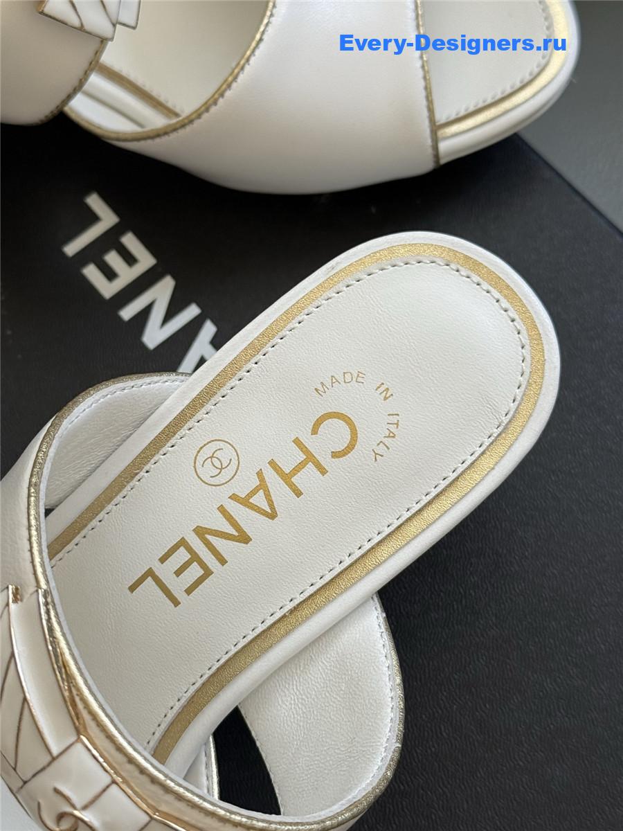 Ch**el white bowknot sandals