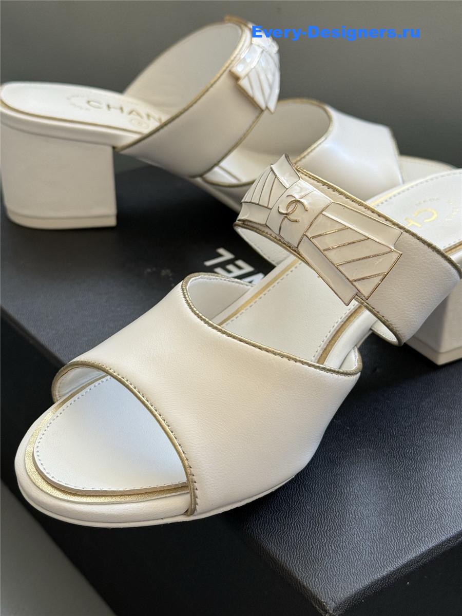 Ch**el white bowknot sandals